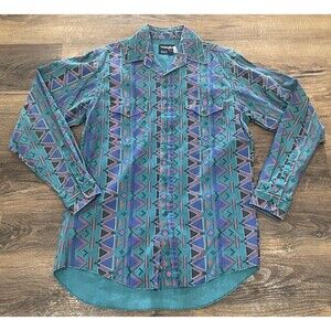 Rare Vintage Wrangler Brushpopper  15.5-34 teal/purple/pink  Aztec  USA EUC